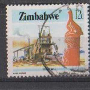 Zimbabwe Used 1985, 12c Rose Rigden, Ore Mill, Industry, Mineral - Zimbabwe (1980-...)
