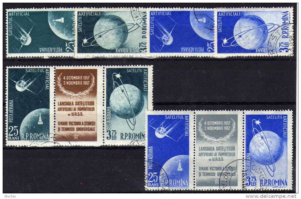 SU Raumflug 1.Sputnik Roumania 1677/0+ 2xZD-Streifen O 14€ 1.Erdsatellit Sputnik 1 Und 2 - Sammlungen