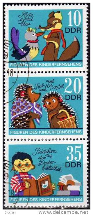 Variationen Der Figuren Des Kinder-Fernsehen 1972 DDR S9 Aus 1807/2 KB O 5€ Fuchs Elster Frosch Bf Se-tenant Of Germany - Se-Tenant