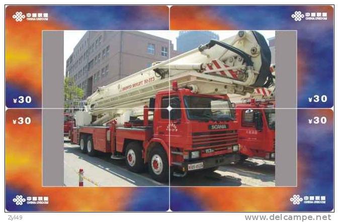 A04336 China Phone Cards Fire Engine Puzzle 40pcs - Bomberos