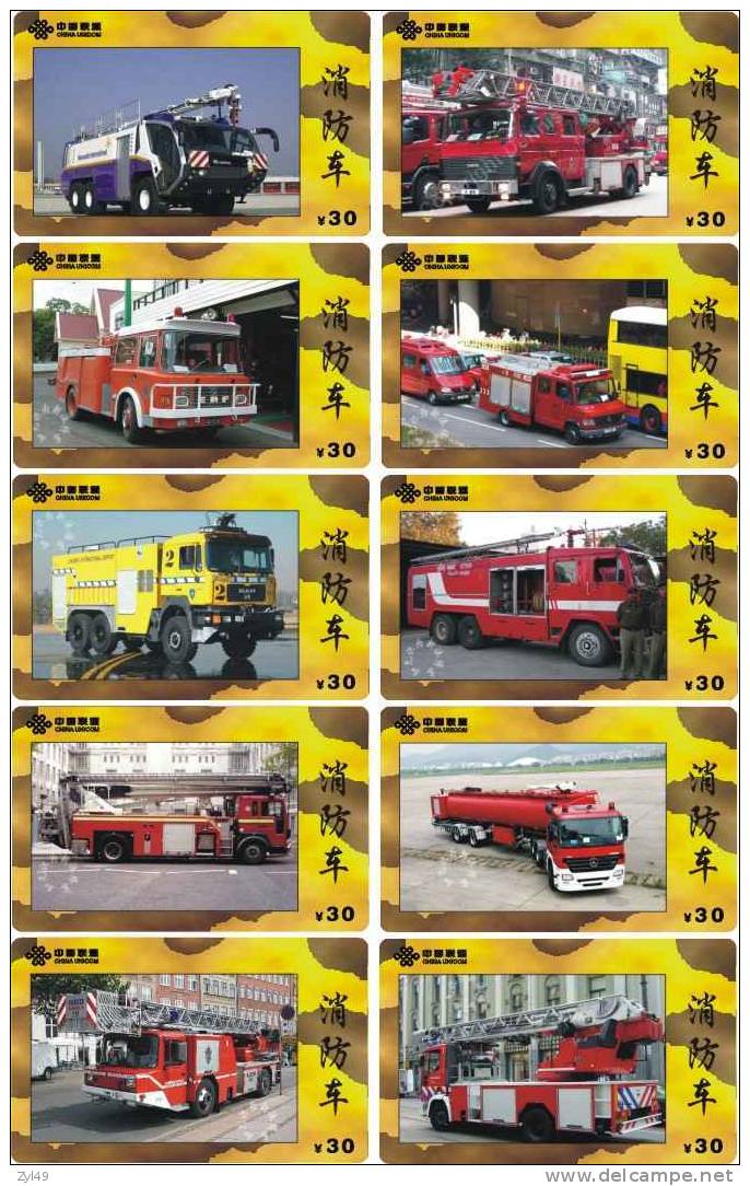 A04337 China Phone Cards Fire Engine 10pcs - Brandweer