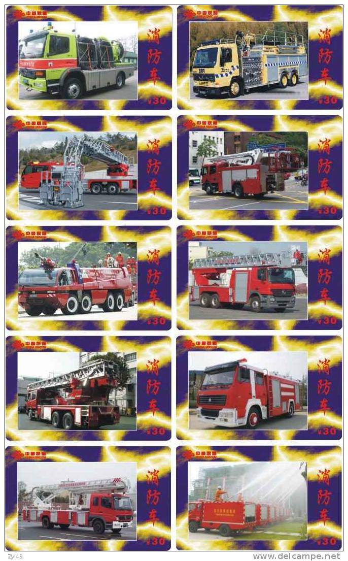 A04338 China Phone Cards Fire Engine 10pcs - Firemen