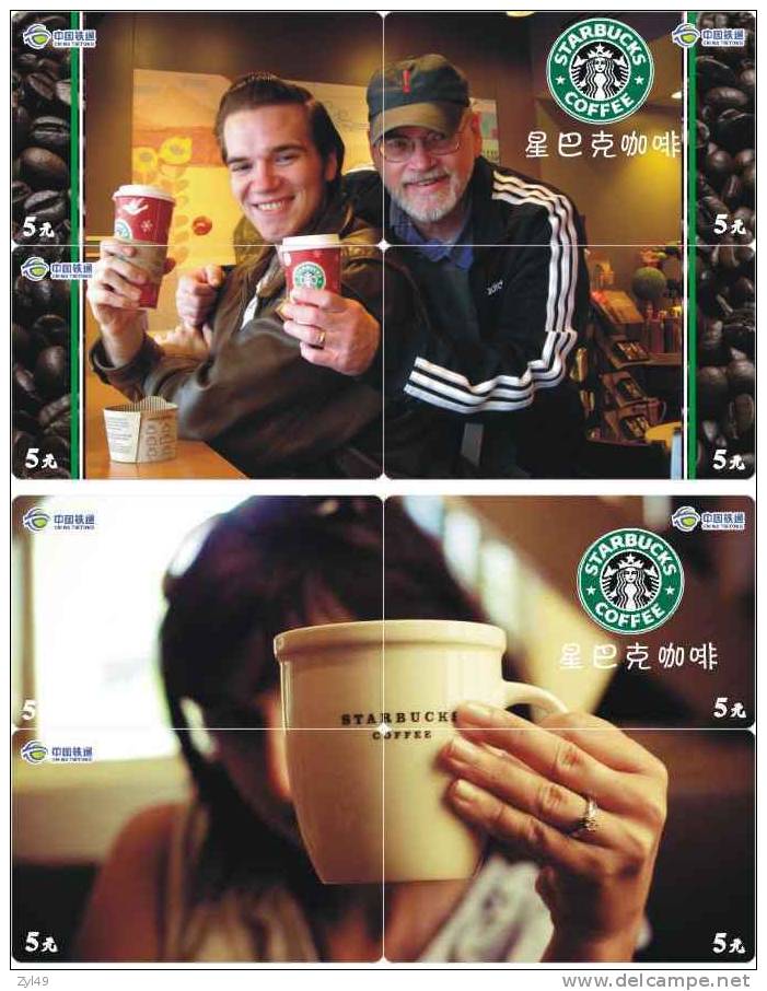 B04028 China phone cards Starbucks coffee puzzle 72pcs