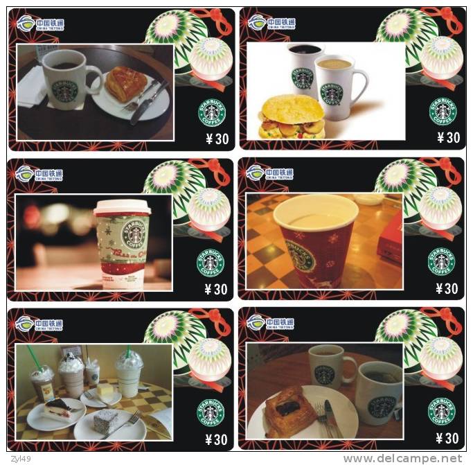 B04036 China Phone Cards Starbucks Coffee 6pcs - Alimentation