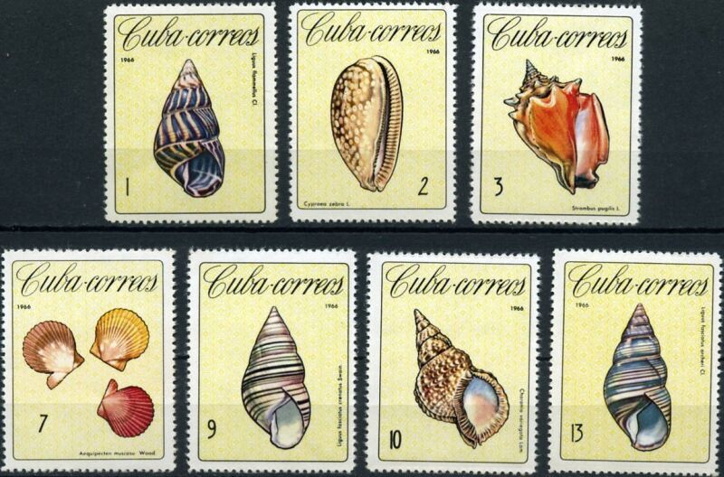 Cuba 1966 Mi.No. 1194 - 1200 Kuba Shells Marine Life 7v 1966 MNH** 7,50 € - Coneshells