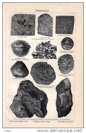 METEORIC STONES ( Lithography From 1904.) Pierres Météoriques Meteor Meteors Météores Mineral Geology Geologie Geologia - Lithographies