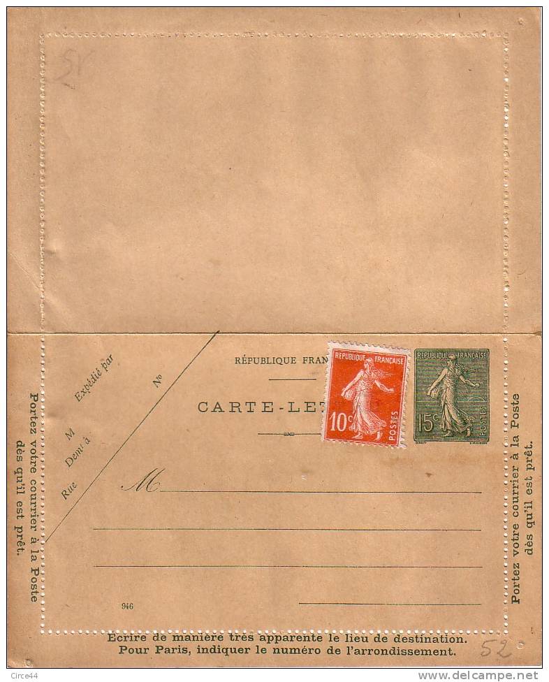 ENTIER POSTAL.TYPE SEMEUSE.NEUF. - Letter Cards