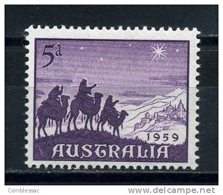 AUSTRALIA    1959        Christmas    5d  Deep  Reddish  Violet      MH - Mint Stamps