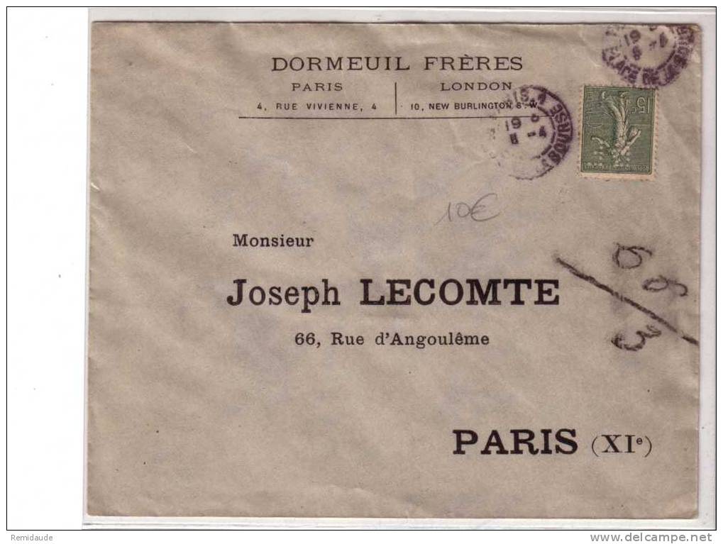 PERFORE - DORMEUIL FRERES - PARIS - Sur Lettre Pour PARIS  - 1901 - Autres & Non Classés