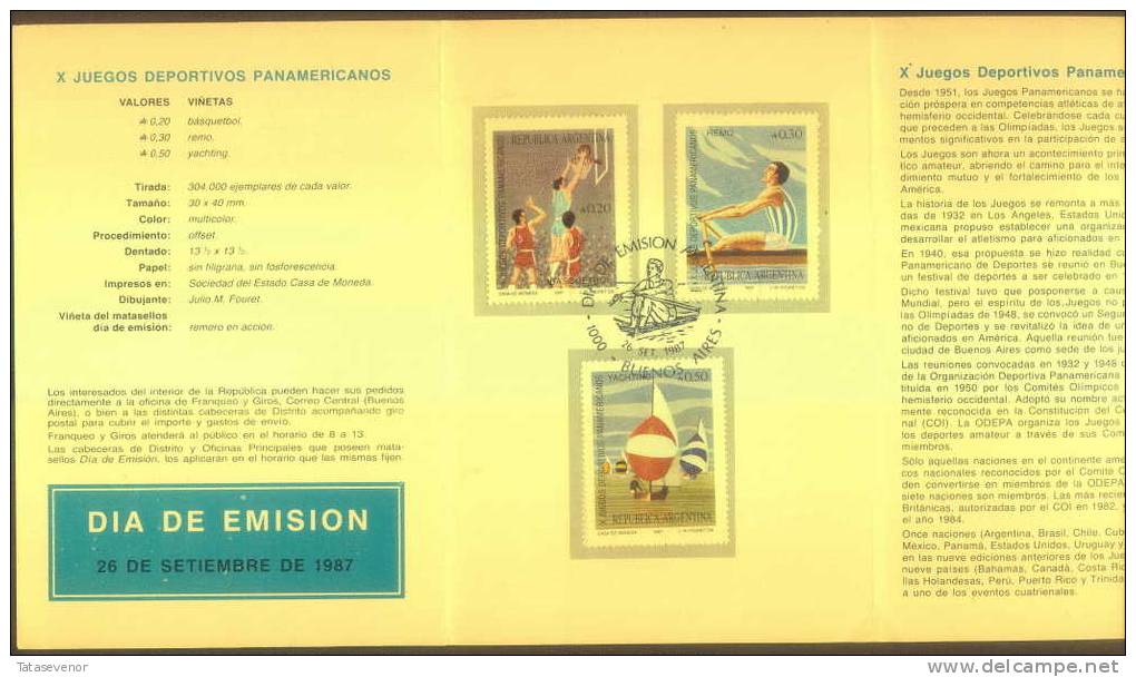 ARGENTINA Mi 1983-85 PANAMERICAN GAMES Booklet FDC Sports Basketball Sailing Rowing - FDC