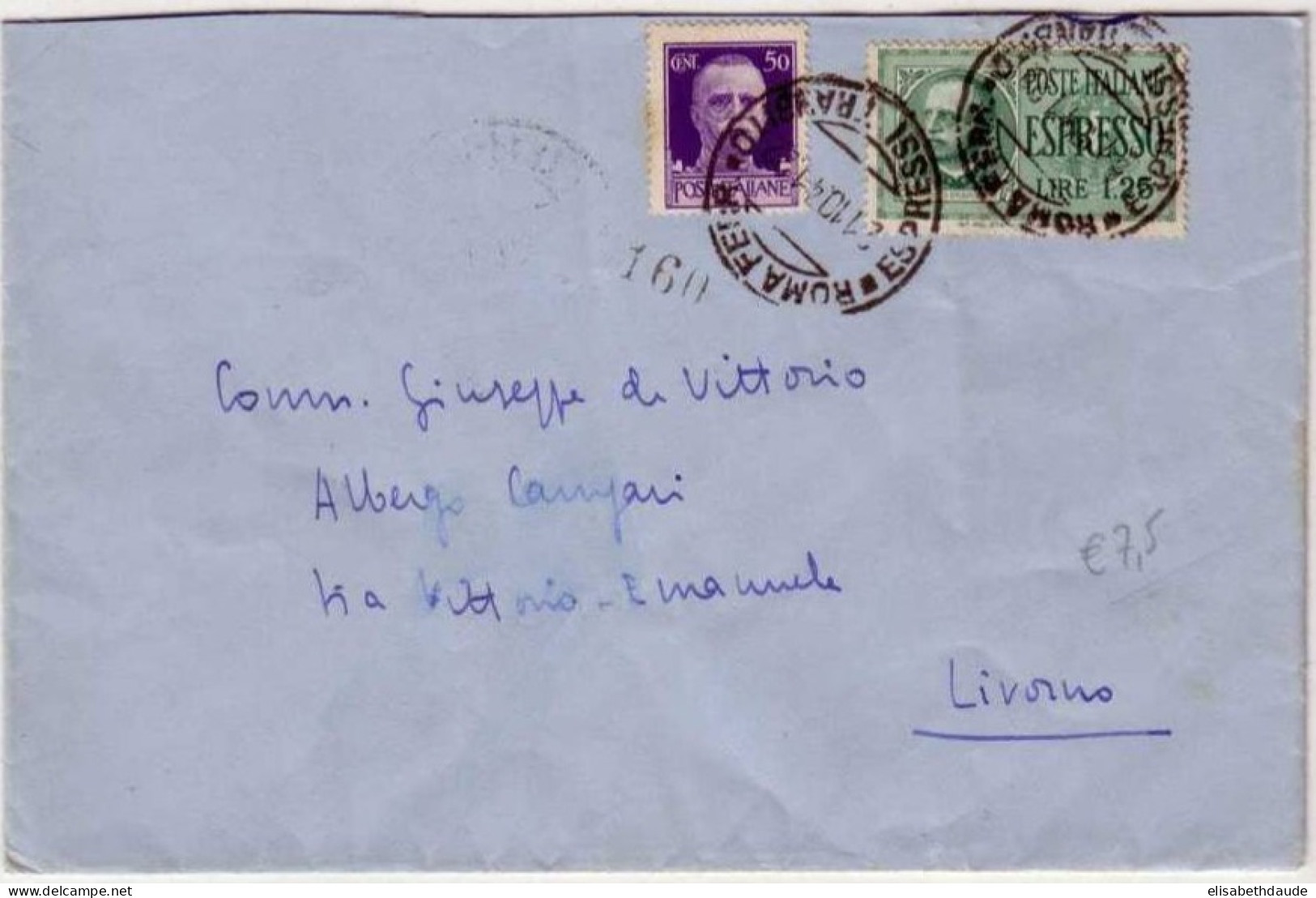 ITALIE - LETTRE PAR EXPRES De ROMA Pour LIVORNO - 1941 - Express Mail