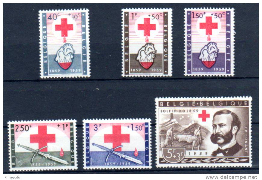 Belgique 1959, Croix-Rouge, Henri Dunant, 1096 / 1101 *, Cote 14,50 €, - Neufs