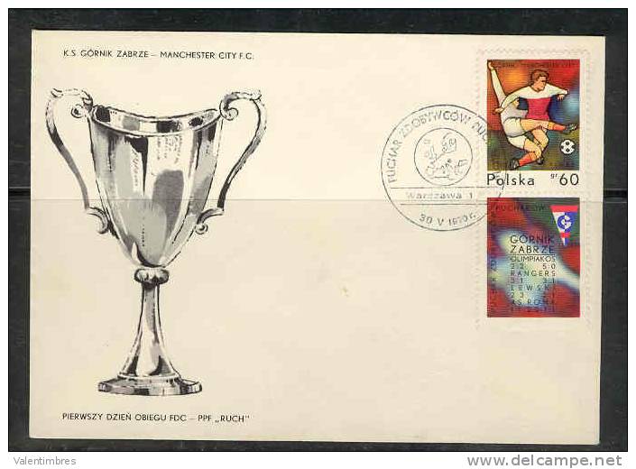 Pologne Poland Polen  FDC N°YT  1858 Coupe Europe Des Clubs Finale 1970 Manchester_ Gornik Zabrze - Championnat D'Europe (UEFA)