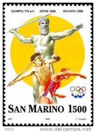 REPUBBLICA DI SAN MARINO - ANNO 1996 - CENTENARIO DEI GIOCHI OLIMPICI   - NUOVI MNH ** - Ungebraucht