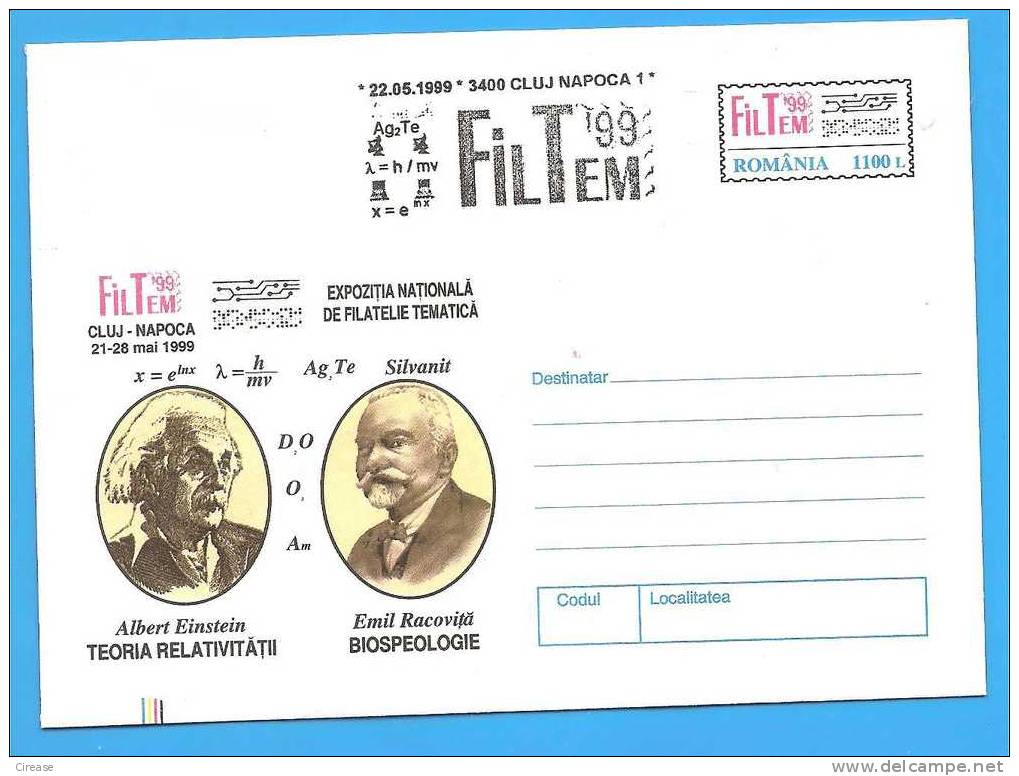 Albert Einstein Nobel Prize ROMANIA  Stationery Cover 1999. - Albert Einstein