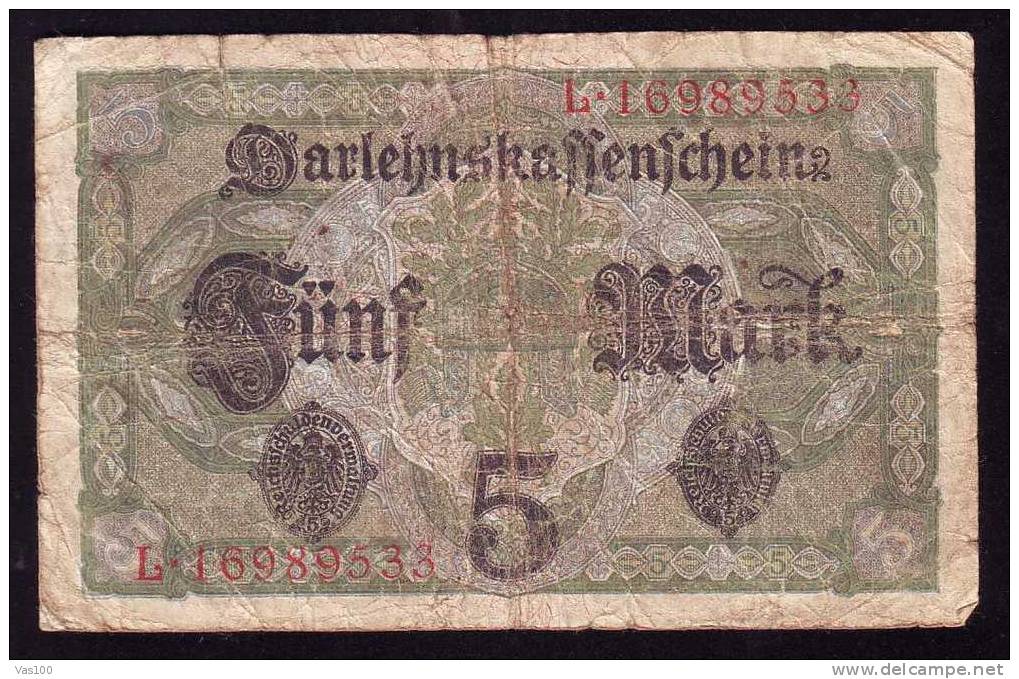 Allemagne, 5  Reichsbanknote, Berlin 1917. - 5 Mark