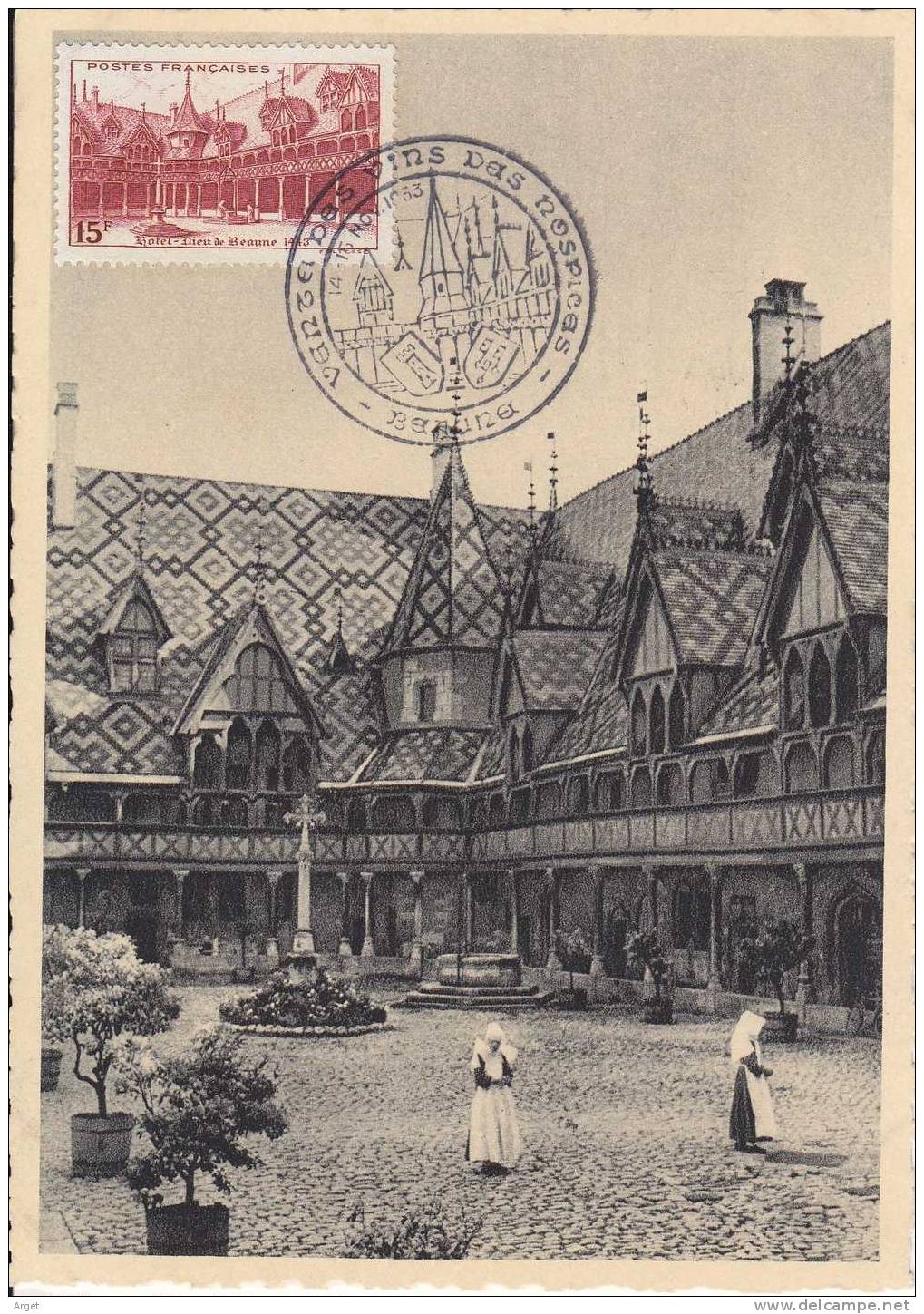 Carte-Maximum FRANCE N°Yvert 539 (Beaune) Obl Sp Ill Vente Des Vins (ed HL 4) - 1950-1959