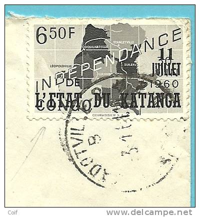 N°47 (L'ETAT DU KATANGA),  Sur Lettre  Vers Belgique - Katanga