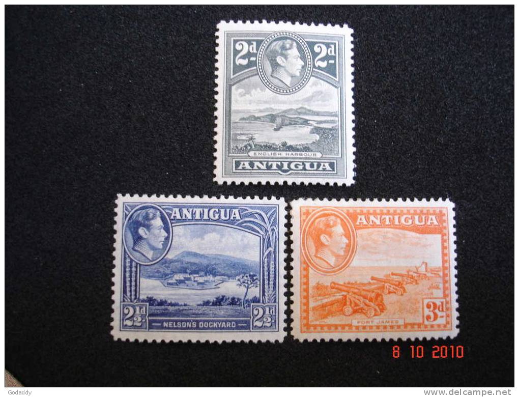 Antigua 1938 K.George VI   3 Values  2d, 21/2d,3d    SG101a,102,103  MH - 1858-1960 Colonia Britannica