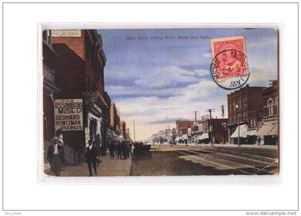 CANADA Moose Jaw, Main Street Looking North, Colorisée, Ed Novelty, 1911 - Otros & Sin Clasificación