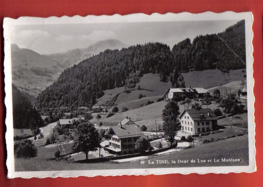 V843 Pays-d?Enhaut,la Tine Hameau Rossinière,dent De Lys Et Moléson.Circulé En 1945,timbre Manque.Metzger 49 - Rossinière