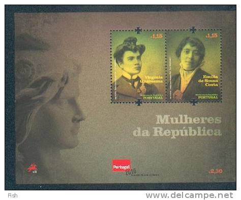 Portugal ** & 100 Years Of Portuguese Republic Women (1910-2010) - Femmes Célèbres