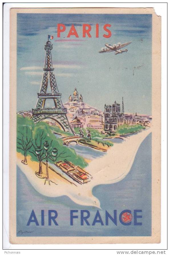 75  PARIS  Air France Reproduction D' Affiche - Tour Eiffel