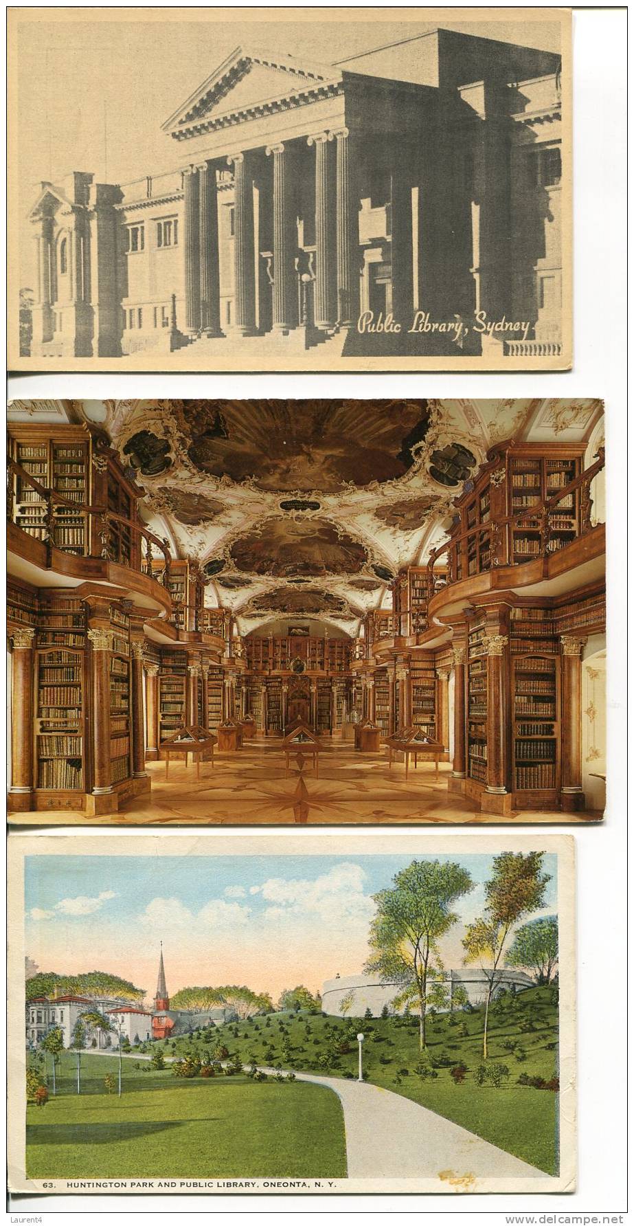 (72) - 3 X Carte De Bibliotheque - Library Postcard - Bibliotheken