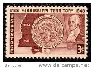 1948 USA Map & Seal Of Mississippi Territory Stamp Sc#955 Eagle - Ongebruikt