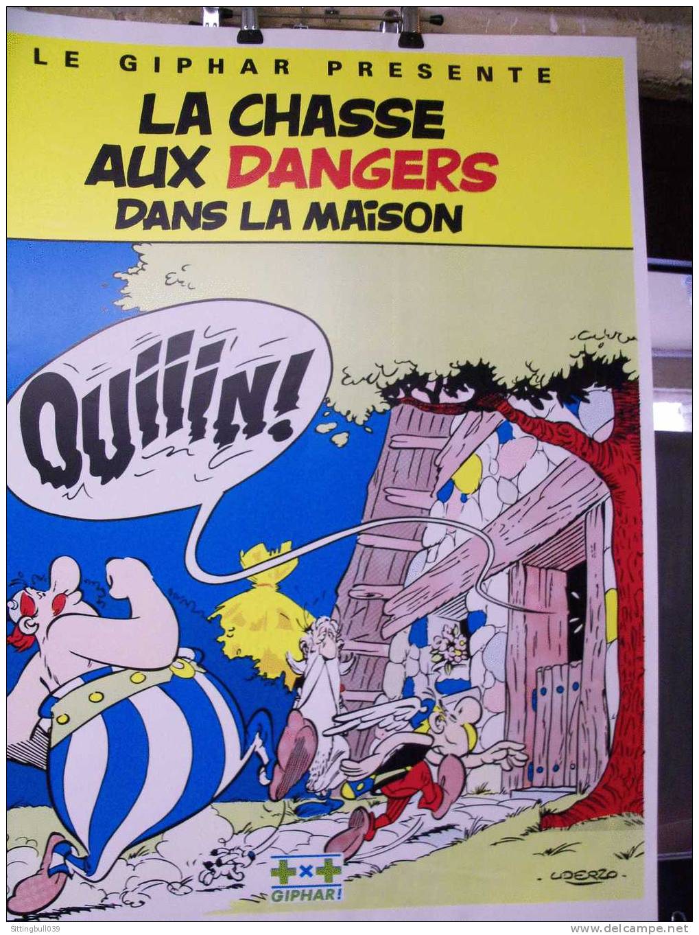 ASTERIX. AFFICHE PUB Pharmacies GIPHAR. La Chasse Aux Dangers, DANS LA MAISON. 1989 / 1990. RARE EN AFFICHE ! - Posters