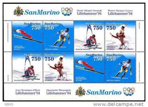 REPUBBLICA DI SAN MARINO - ANNO 1994 - BF OLIMPIADI INVERNALI LILLEHAMMER - NUOVI MNH ** - Unused Stamps