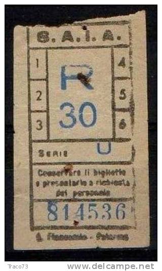 PALERMO 1950 / 60? - BIGLIETTO PER AUTOBUS  Della Ditta S.A.I.A. -  R 30  Serie  " U " - Europa