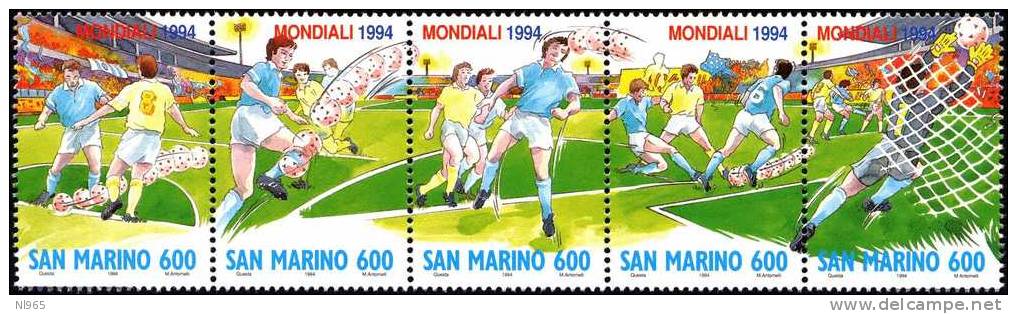 REPUBBLICA DI SAN MARINO - ANNO 1994 - CALCIO USA 94 STRISCIA - NUOVI MNH ** - Ungebraucht