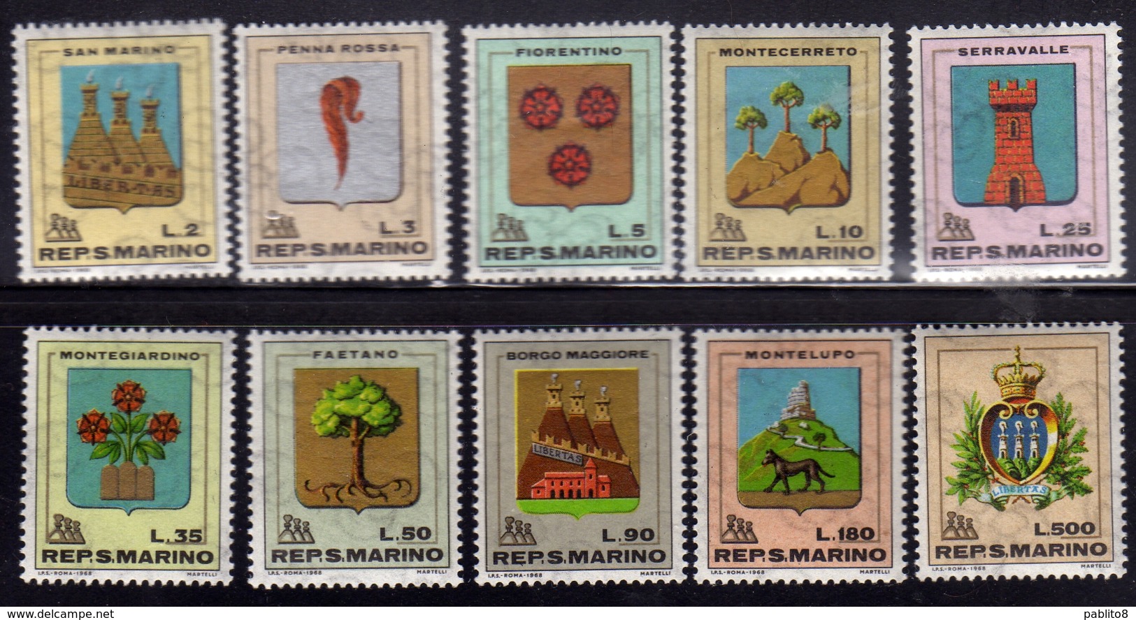 REPUBBLICA DI SAN MARINO 1968 STEMMI COAT OF ARMS ARMOIRIES SERIE COMPLETA COMPLETE SET MNH - Nuovi