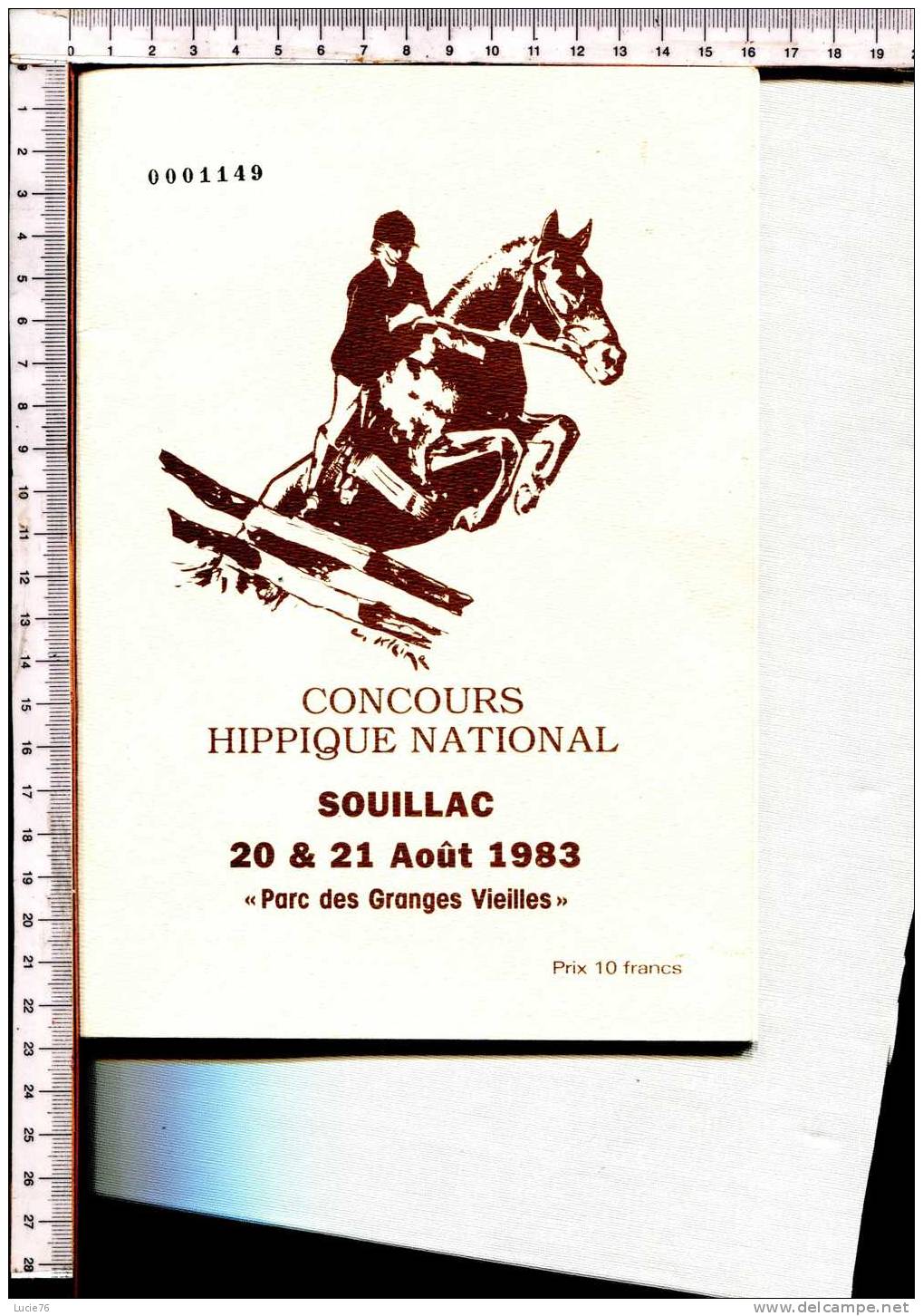 BROCHURE Numérotée - CONCOURS HIPPIQUE NATIONAL  SOUILLAC  20 & 21  Août 1983  " Parc Des Granges Vieilles " - Sport