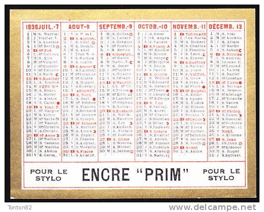 Calendrier  " Encre PRIM / Encre MIETTE "  1936 - Tamaño Pequeño : 1921-40