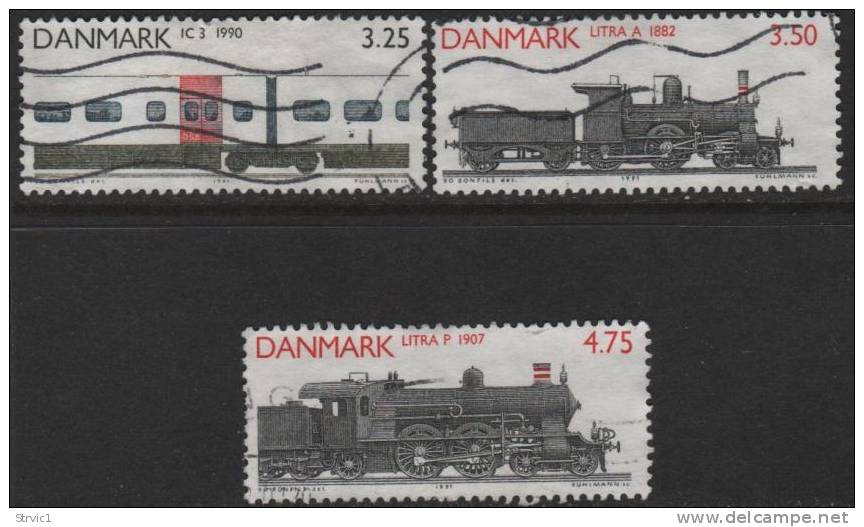 Denmark, Scott # 932-3,935 Used Part Set Locomotives, 1991 - Used Stamps