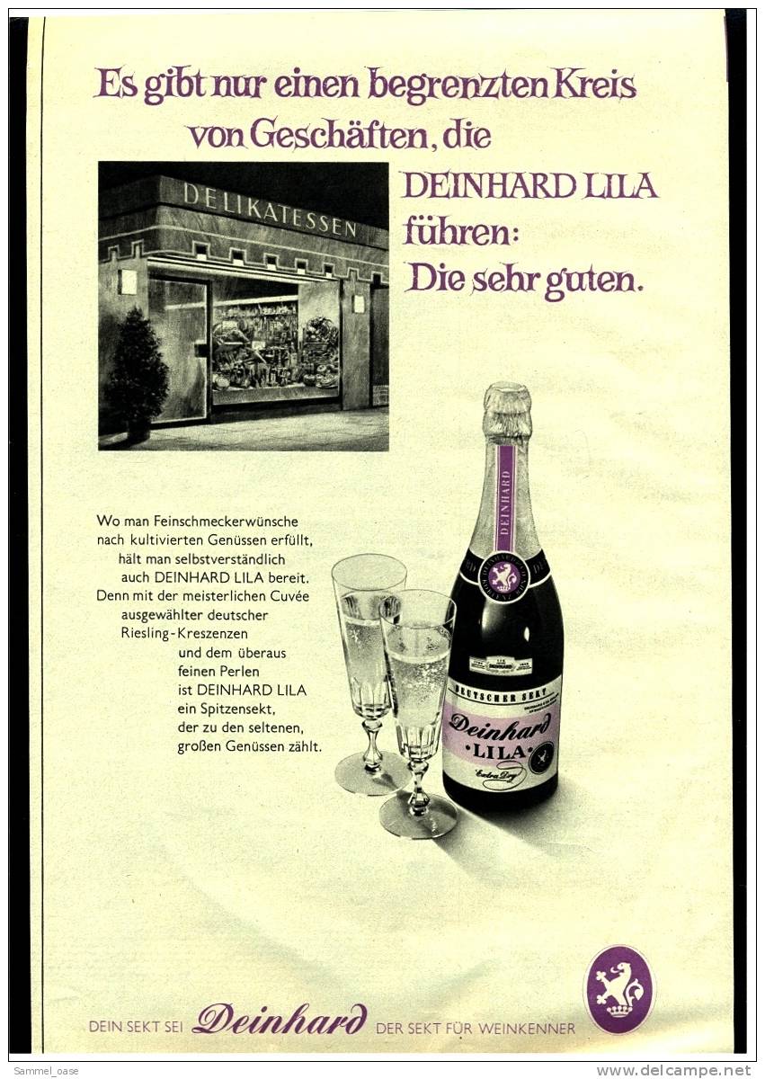 Reklame Werbeanzeige  -  Deinhard Lila  -  Spitzensekt Für Weinkenner    -  Von 1969 - Sonstige & Ohne Zuordnung