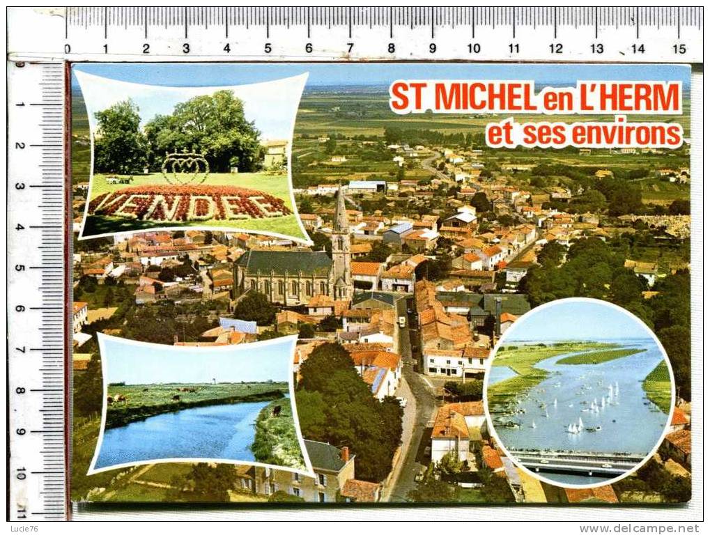 SAINT MICHEL EN L'HERM   Et  Ses  Environs -  4 Vues  : Vue Générale Aérienne, Luçon, L'Aiguillon Sur Mer Le Port - Saint Michel En L'Herm