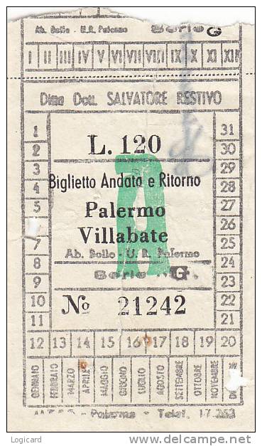 PALERMO VILLABATE (PA) BIGLIETTO DITTA RESTIVO L.120 A ANNI ´60 - Europe