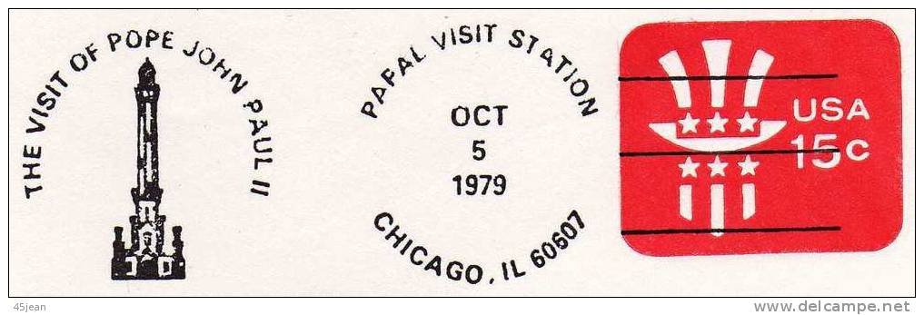 U.S.A:1979:  Chicago Enveloppe PAP Visite Du Pape Jean-Paul II - Briefe U. Dokumente