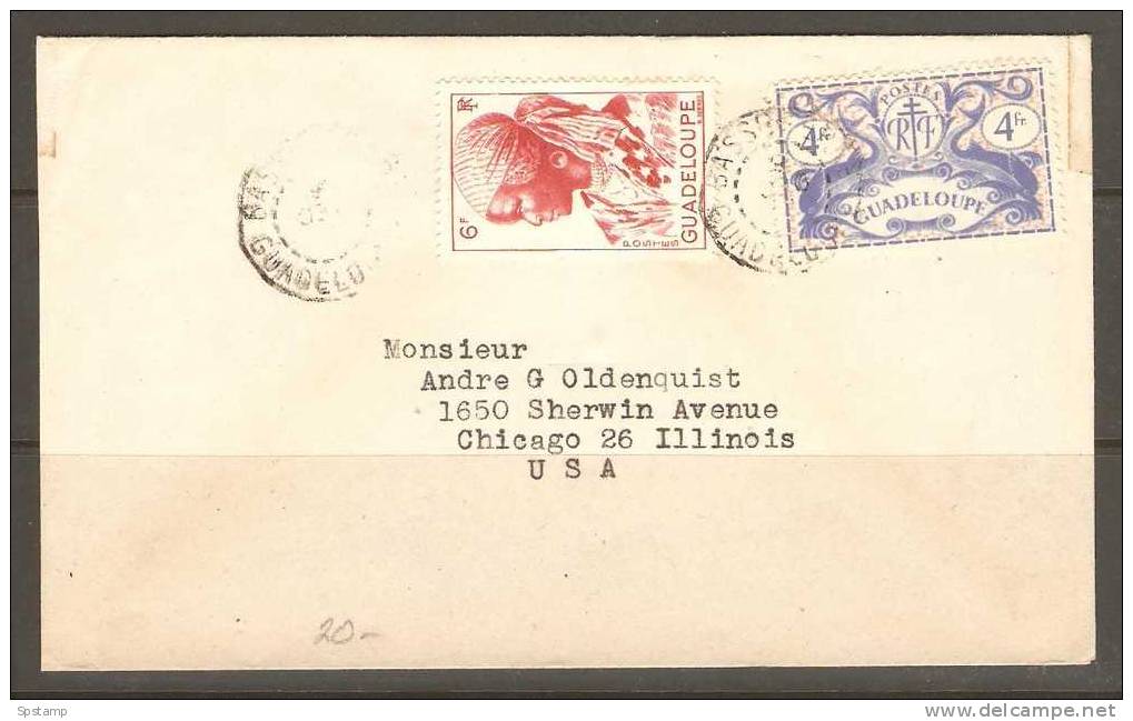 Guadeloupe 1947 Clean Cover Basse Terre To Chicago With Transit Backstamp , 10Fr Franking - Briefe U. Dokumente