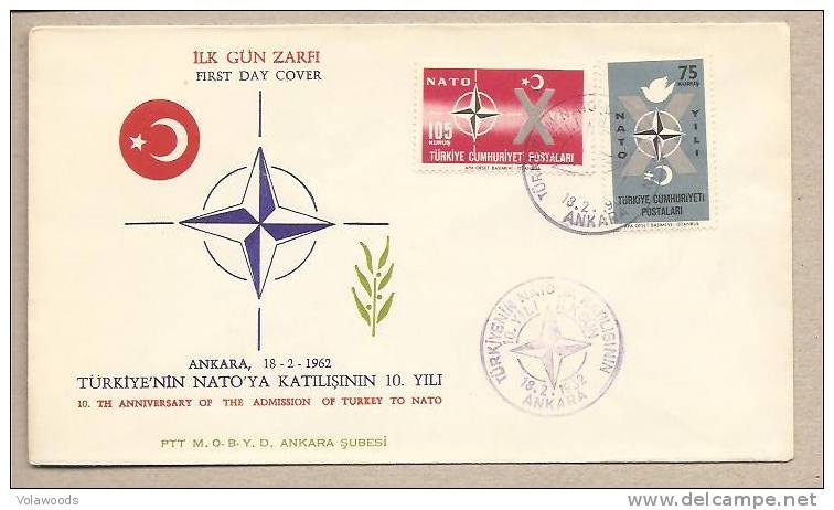 Turchia - Busta FDC Con Serie Completa: 10° Anniversario Dell´ingresso Nella NATO - 1962 - NATO