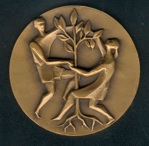 Médaille  Enseignement Centenaire De La Ligue Française 1866-1966 Bronze Diamètre 5.4cm 70gr Signée G.Nadal - Autres & Non Classés