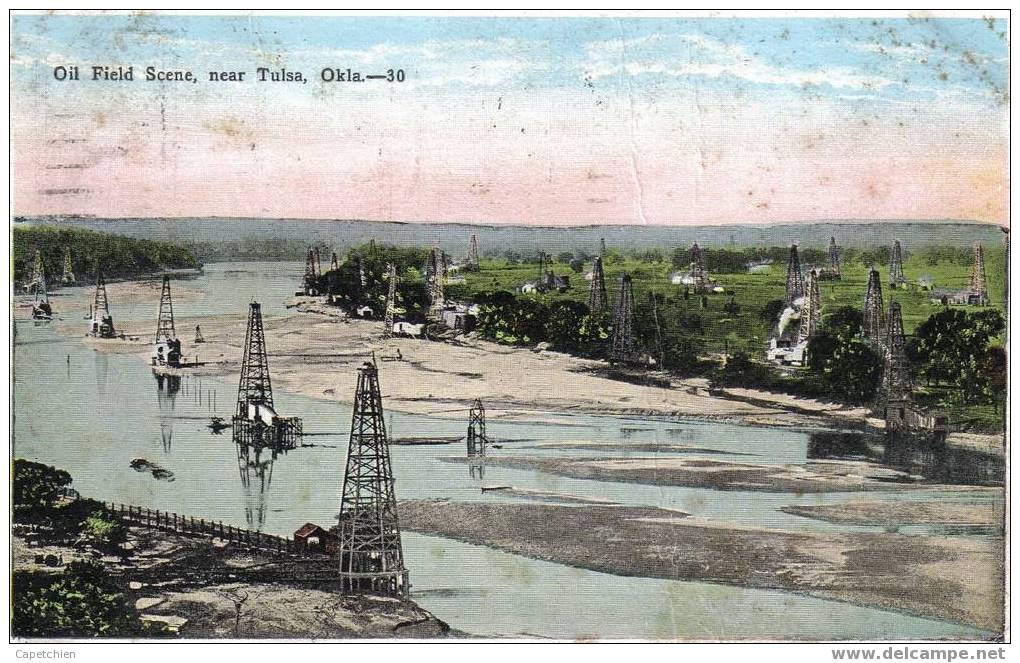 OIL FIELD SCENE NEAR TULSA - OKLAHOMA - Carte écrite En 1928 - Tulsa