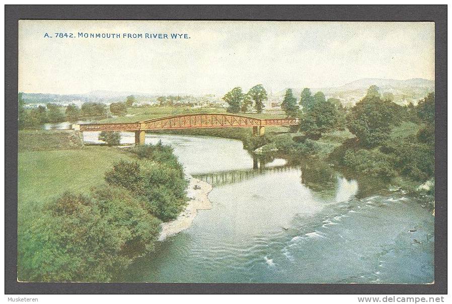 United Kingdom PPC Monmouthshire A. 7842 Monmouth From River Wye Bridge Pont Brücke Celesque Series - Monmouthshire