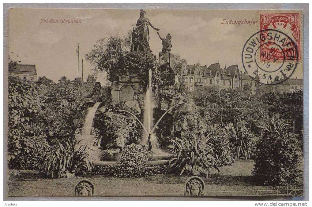 GERMANY Ludwigshafen Am Rhein : Jubilaumsbrunnen Park 1900s Postcard - Ludwigshafen