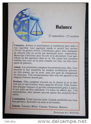 Carte Postale : Signe Du Balance, Horoscope De J. Rignac - Sterrenkunde