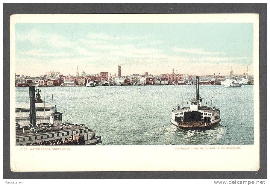 United States PPC VA - Water Front, Norfolk, Virginia 1905 Ferry Simple Back - Norfolk