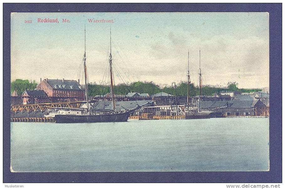 United States PPC ME - Rockland, Maine Water Front, Sailing Ships Simple Back Postcard Hugh C. Leighton Co. - Other & Unclassified